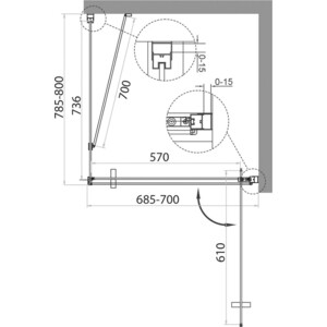 Душевой уголок BelBagno Marmi AH-1 70х80 прозрачный, хром (MARMI-AH-1-70/80-C-Cr)