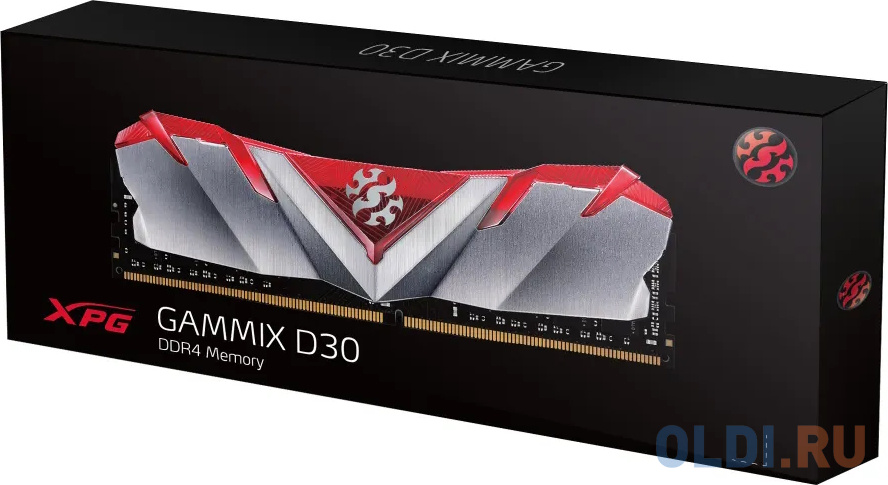 Модуль памяти ADATA   8GB DDR4 UDIMM, XPG GAMMIX D30, 3200MHz CL16-20-20, 1.35V, Красный Радиатор