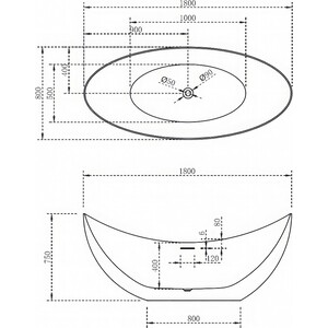 Акриловая ванна Abber 180х80 отдельностоящая (AB9333)