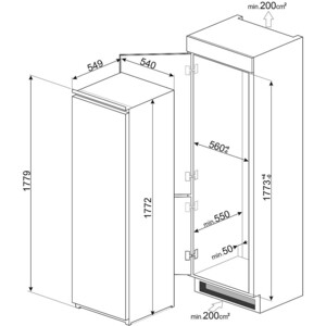 Встраиваемый холодильник Smeg S8L1721F в Москвe