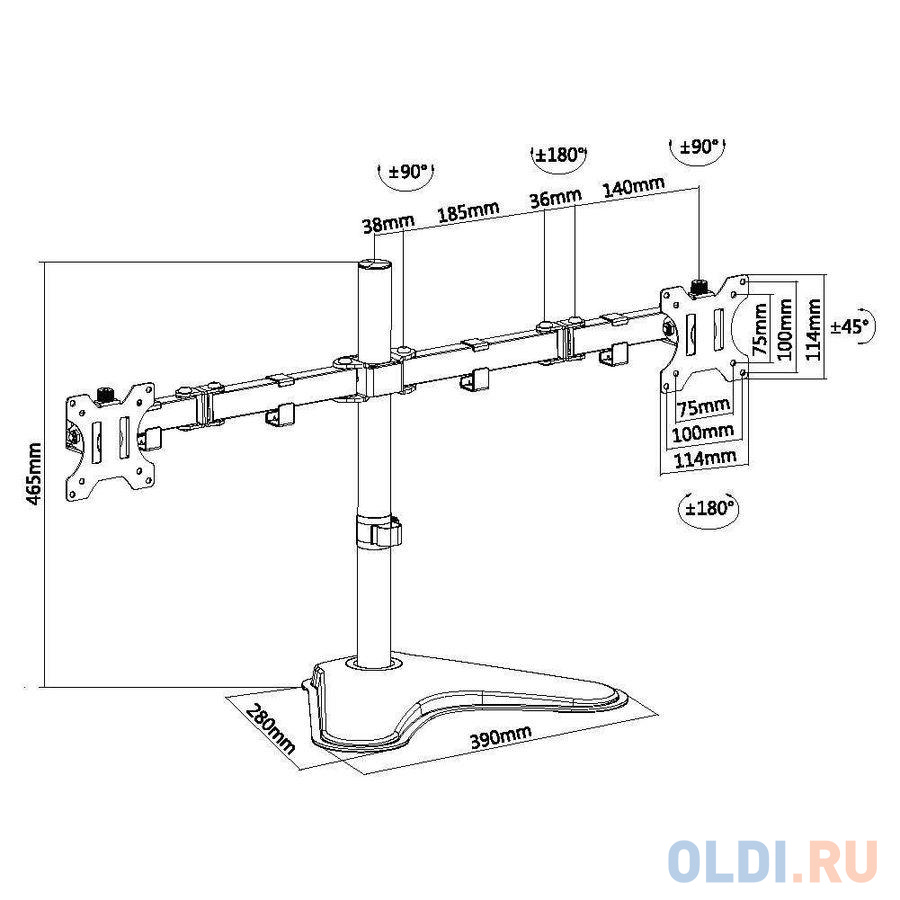 Кронштейн для мониторов Ultramounts UM706 черный 13"-32" макс.8кг настольный поворот и наклон