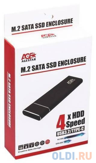 Внешний корпус SSD AgeStar 3UBNF5C m2 NGFF 2280 B-Key USB 3.0 металл черный