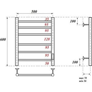 Полотенцесушитель электрический Point Аврора П6 500x600 бронза (PN10856BR)