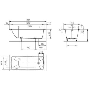 Ванна стальная Kaldewei Cayono 750 Easy-Clean 170x75 с экраном Emmy Бриз и ножками в Москвe