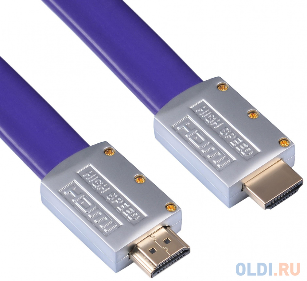 Кабель HDMI 3м BURO HDMI19M-19M FLAT3 плоский синий в Москвe