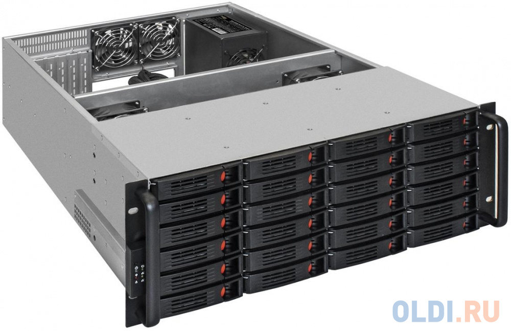 Серверный корпус ExeGate Pro 4U660-HS24 <RM 19", высота 4U, глубина 660, БП 1200RADS, 24xHotSwap, USB>