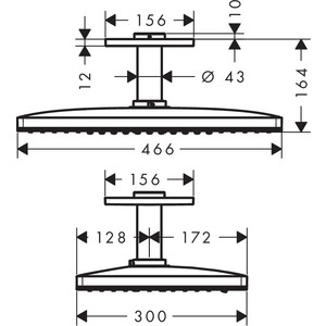 Верхний душ с кронштейном Hansgrohe Rainmaker Select 460 3 режима белый/хром (24006400)