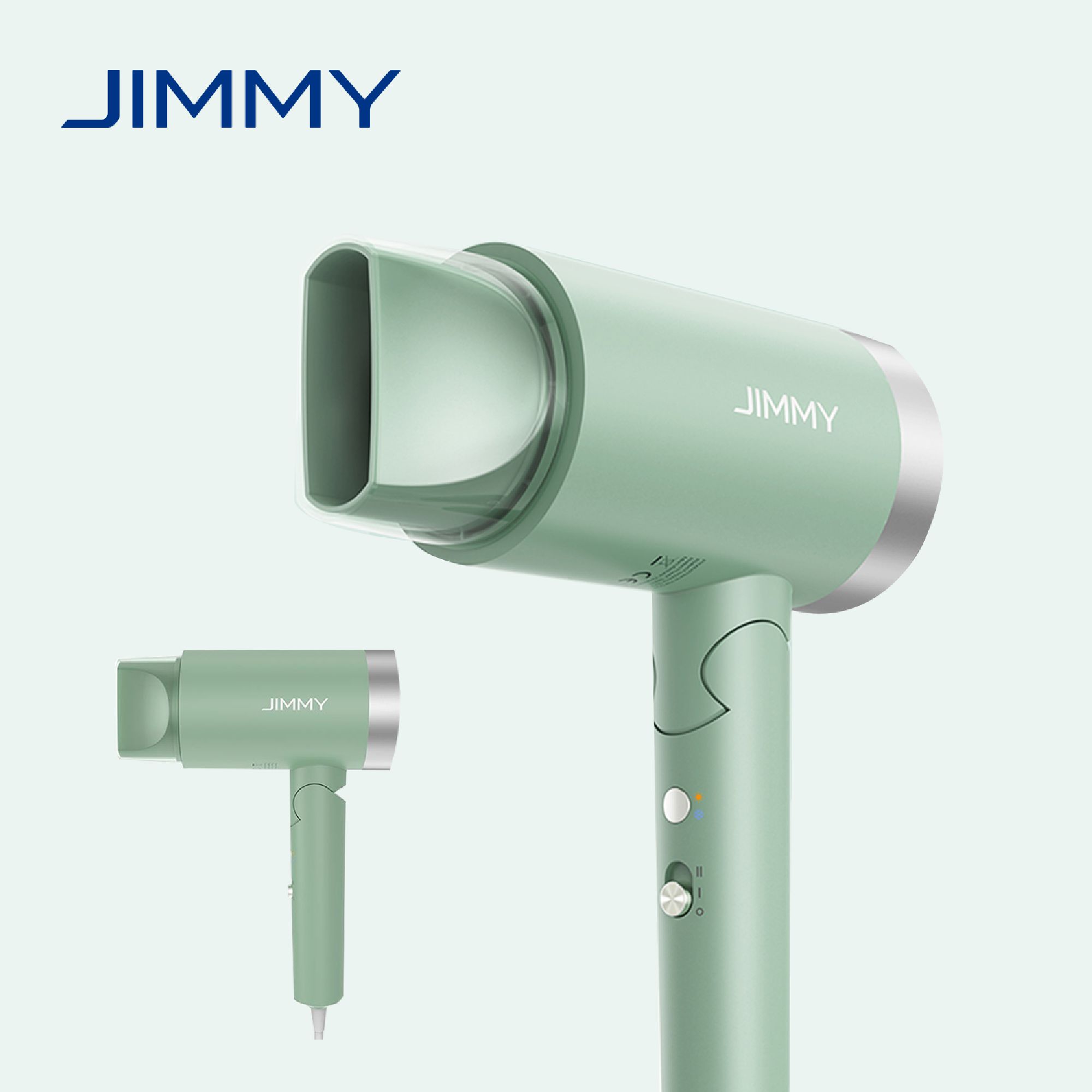 Фен Jimmy F2 1800Вт, режимов: 2, насадок: 1, ионизация, зеленый