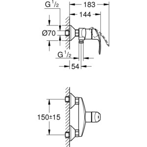 Смеситель для душа Grohe Eurosmart New с душевым гарнитуром, хром (33555002, 26083002)