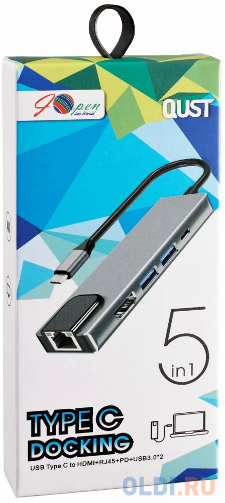 Адаптер USB 3.1 Type-Cm ->HDMI A(m) 4K@30Hz, RJ45, 2XUSB3.0, PD, iOpen <ACU435M>