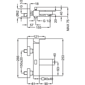 Смеситель для ванны Cezares Molveno (MOLVENO-VM-01-Cr-old)