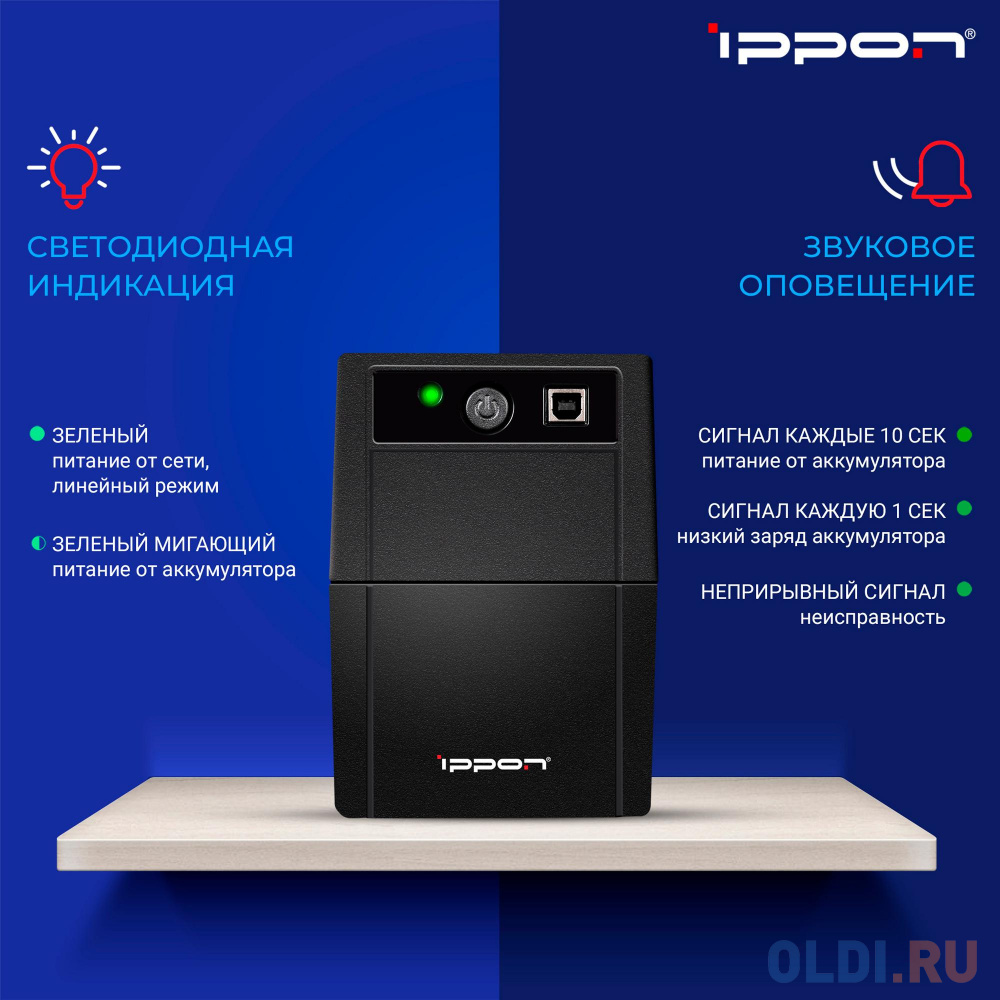 ИБП Ippon Back Basic 850 850VA/480W RJ-11,USB (3 IEC)