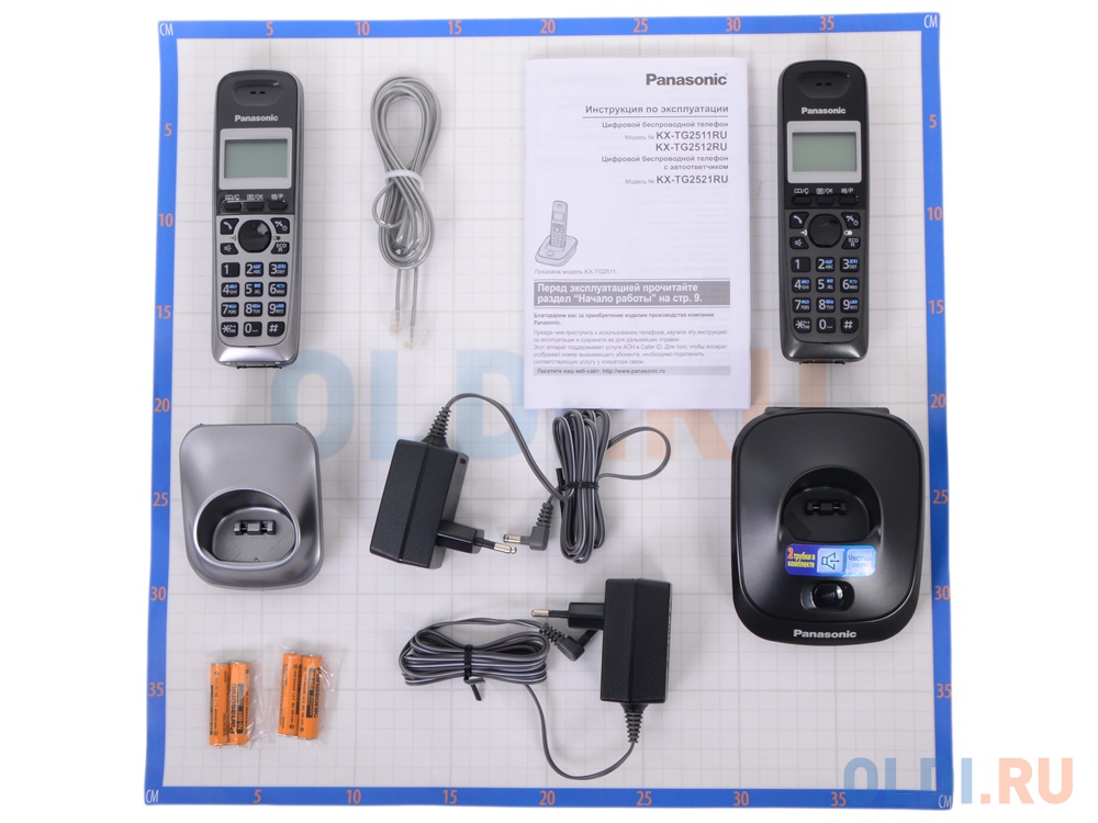 Телефон DECT Panasonic KX-TG2512RU2 АОН, Caller ID 50, 10 мелодий, Спикерфон, Эко-режим, + дополнительная трубка в Москвe