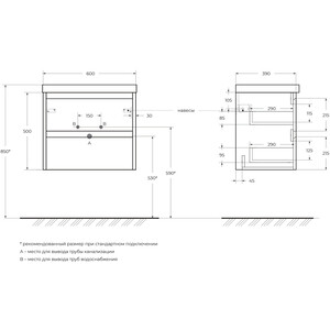 Тумба с раковиной BelBagno Kraft-39 60х39 Cemento Grigio (KRAFT 39-600/390-2C-SO-CG, BB600/390ETL) в Москвe