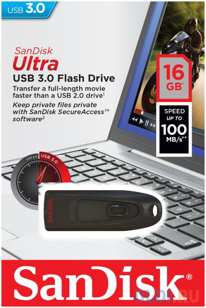 Внешний накопитель 16GB USB Drive <USB 3.0 SanDisk Ultra (SDCZ48-016G-U46) в Москвe