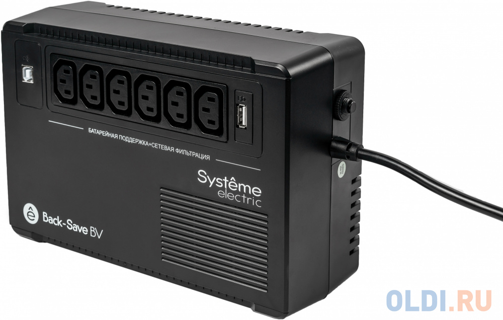 ИБП Systeme Electric Back-Save BV 800 ВА, автоматическая регулировка напряжения, 6 розеток С13, 230 В, 1 USB Type-A