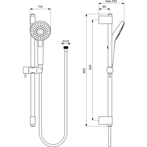 Душевой гарнитур Ideal Standard Idealrain Evo Jet Round L3 60 см, хром (B2233AA)