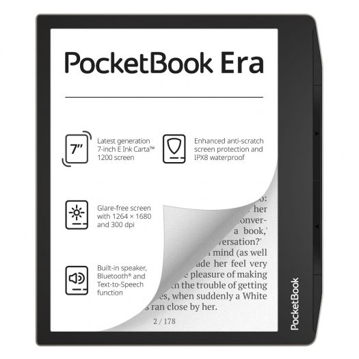 Электронная книга PocketBook 700 ERA, 7" 1264x1680 E-Ink Carta Touch, 16Gb, Wi-Fi, 1.7 А·ч, серебристый (PB700-U-16-WW)