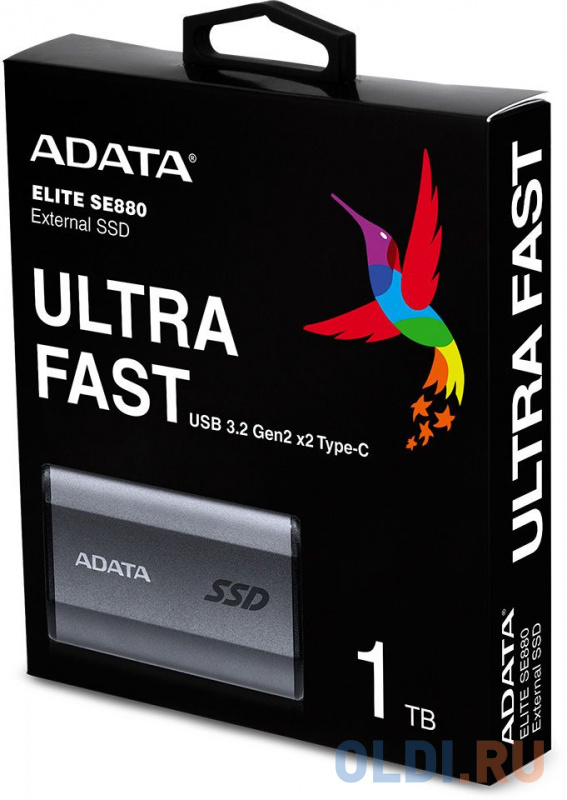 Накопитель SSD A-Data USB-C 1Tb AELI-SE880-1TCGY SE880 2.5" серый