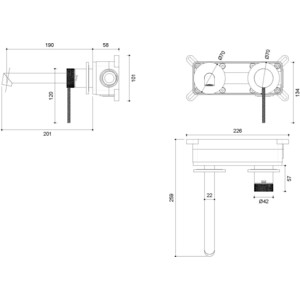 Смеситель для раковины Vincea Rim встраиваемый, хром (VBFW-2RM1CH)