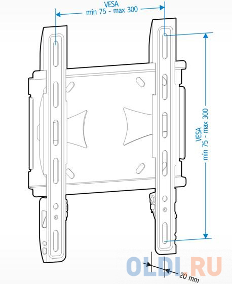 Кронштейн Holder LCDS-5045 металлик для ЖК ТВ 19-40" настенный от стены 20мм VESA 200x200 до 45 кг
