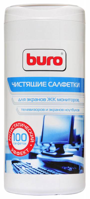 Салфетки Buro BU-Tscreen для экранов мониторов/плазменных/ЖК телевизоров/ноутбуков туба 100шт влажных в Москвe