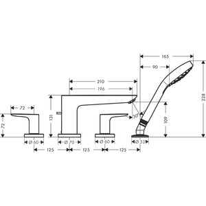 Смеситель на борт ванны Hansgrohe Talis E для механизма 13244180, хром (71748000)