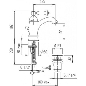 Смеситель для раковины Cezares Margot с донным клапаном, хром (MARGOT-LSM1-A-01-N)