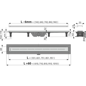 Душевой лоток AlcaPlast с матовой решеткой Simple 8 (APZ18-550M)