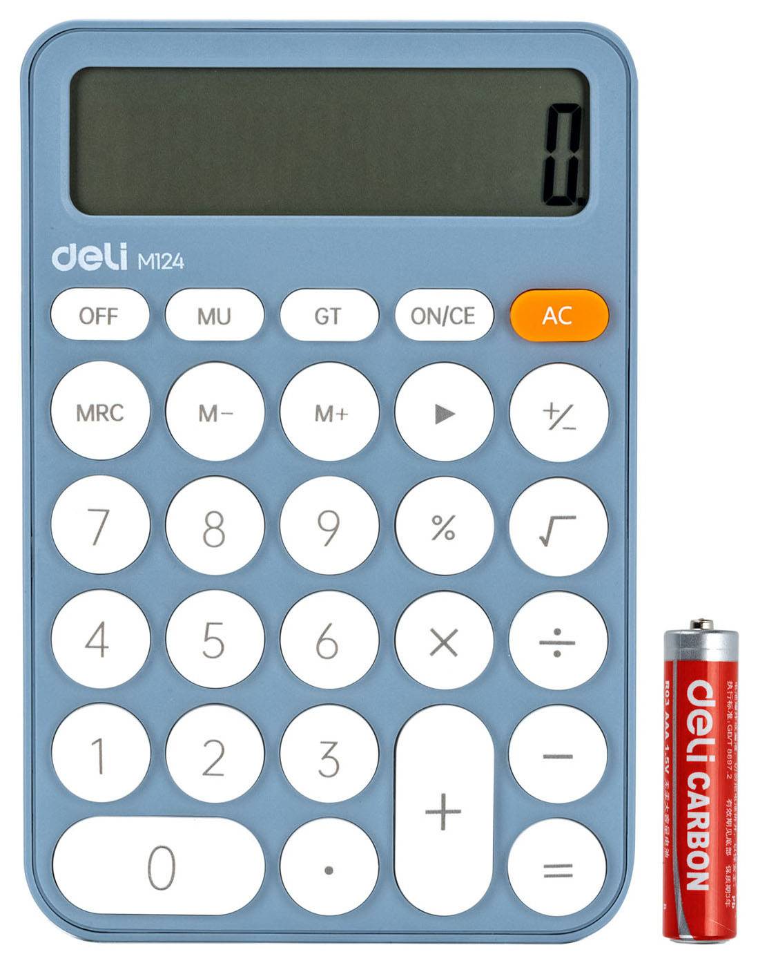Калькулятор настольный Deli EM124BLUE синий