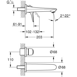 Смеситель для раковины Grohe Eurostyle на 2 отверстия, для 23571 (19571LS3)