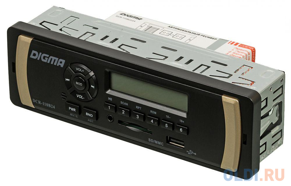 Автомагнитола Digma DCR-110B24 USB MP3 FM 1DIN 4x45Вт черный