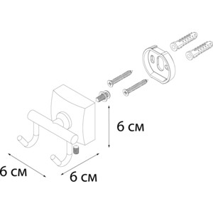 Планка с 2 крючками Fixsen Kvadro (FX-61305B)