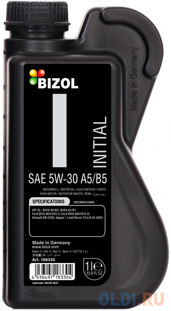 188330 BIZOL НС-синт. мот.масло Initial 5W-30 A5/B5 (1л)