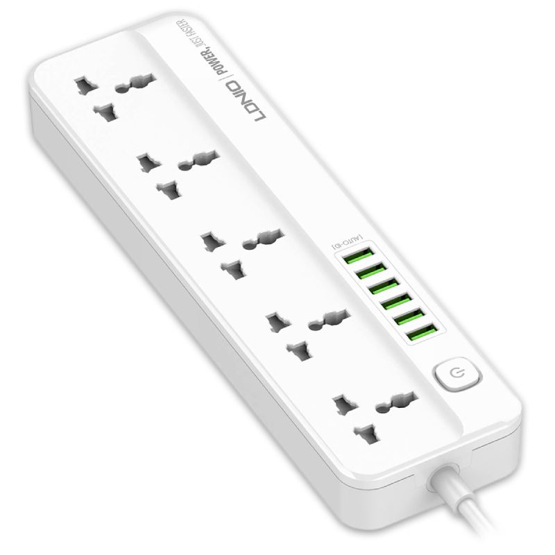 Сетевой фильтр Ldnio SC5614 5 Sockets 6xUSB 2500W 2m White LD_D0418