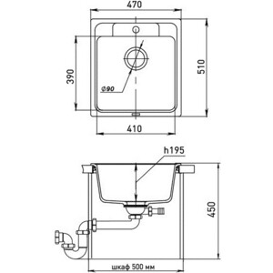 Кухонная мойка и смеситель Ewigstein E-50, Grohe BauEdge 31367001 черная/хром