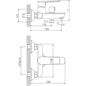 Смеситель для ванны Haiba HB198 хром (HB60198)