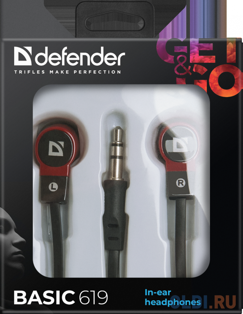 Наушники Defender Basic-619 Black/red кабель 1,1 м