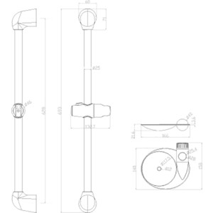 Душевая штанга Lemark с мыльницей, 69,3 см, хром (LM8065C)