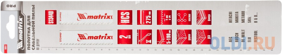 Полотна по дереву для сабельной пилы S1344D 275 / 4,3 мм, HCS, 2 шт., PRO // Matrix в Москвe