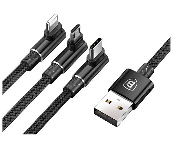 Кабель Baseus MVP 3-in-1 Mobile Game Cable USB - Type-C / MicroUSB / Lightning 1.2m Black CAMLT-WZ01