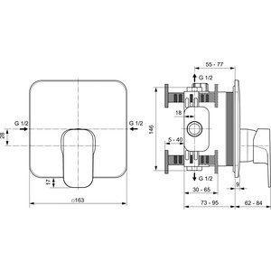 Смеситель для душа Ideal Standard Tonic II встраиваемый, для механизма A1000NU (A6339AA)