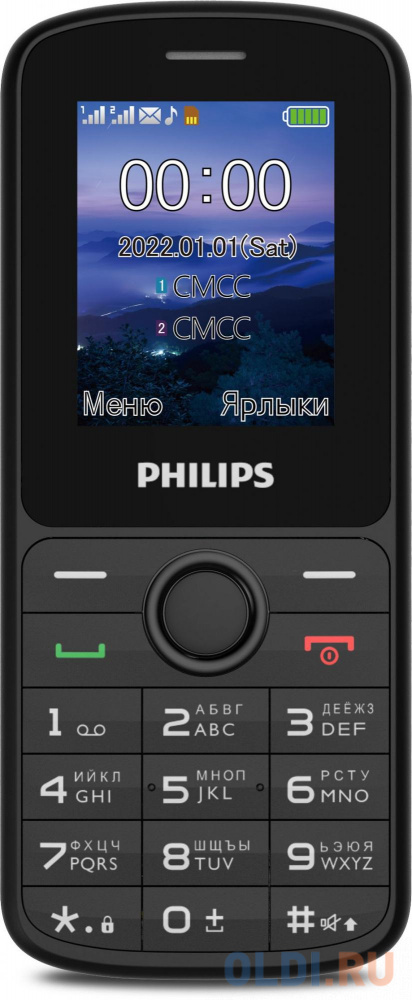 Мобильный телефон Philips E2101 Xenium черный моноблок 2Sim 1.77&quot; 128x160 GSM900/1800 MP3 FM microSD