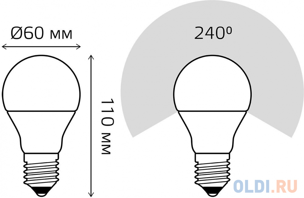Лампа светодиодная Gauss Elementary 7Вт цок.:E27 груша 220B 6500K св.свеч.бел.хол. A60 (упак.:10шт) (23237A)