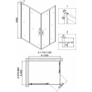 Душевой уголок Niagara Nova 120x90 прозрачный, черный (NG- 6811-08 BLACK)