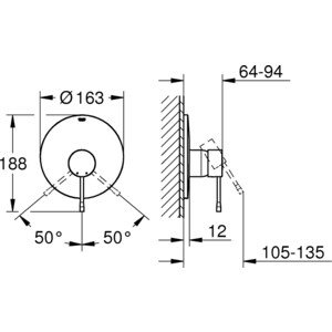 Смеситель для душа Grohe Essence накладная панель, для 355010, темный графит (19286A01)