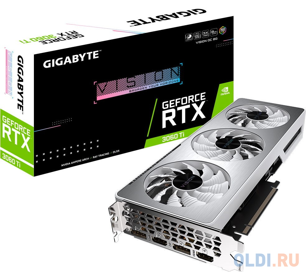 Видеокарта GigaByte nVidia GeForce RTX 3060 Ti VISION OC LHR 8192Mb