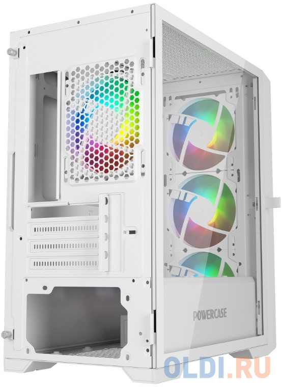 Powercase Mistral Micro X4W, Tempered Glass, 4х 120mm 5-color fan, белый, mATX  (CMMXW-L4)