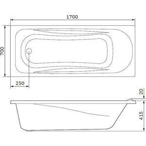 Акриловая ванна Am.Pm Sense 170x70 с каркасом и панелью (W75A-170-070W-KL, W76A-170-070W-P)