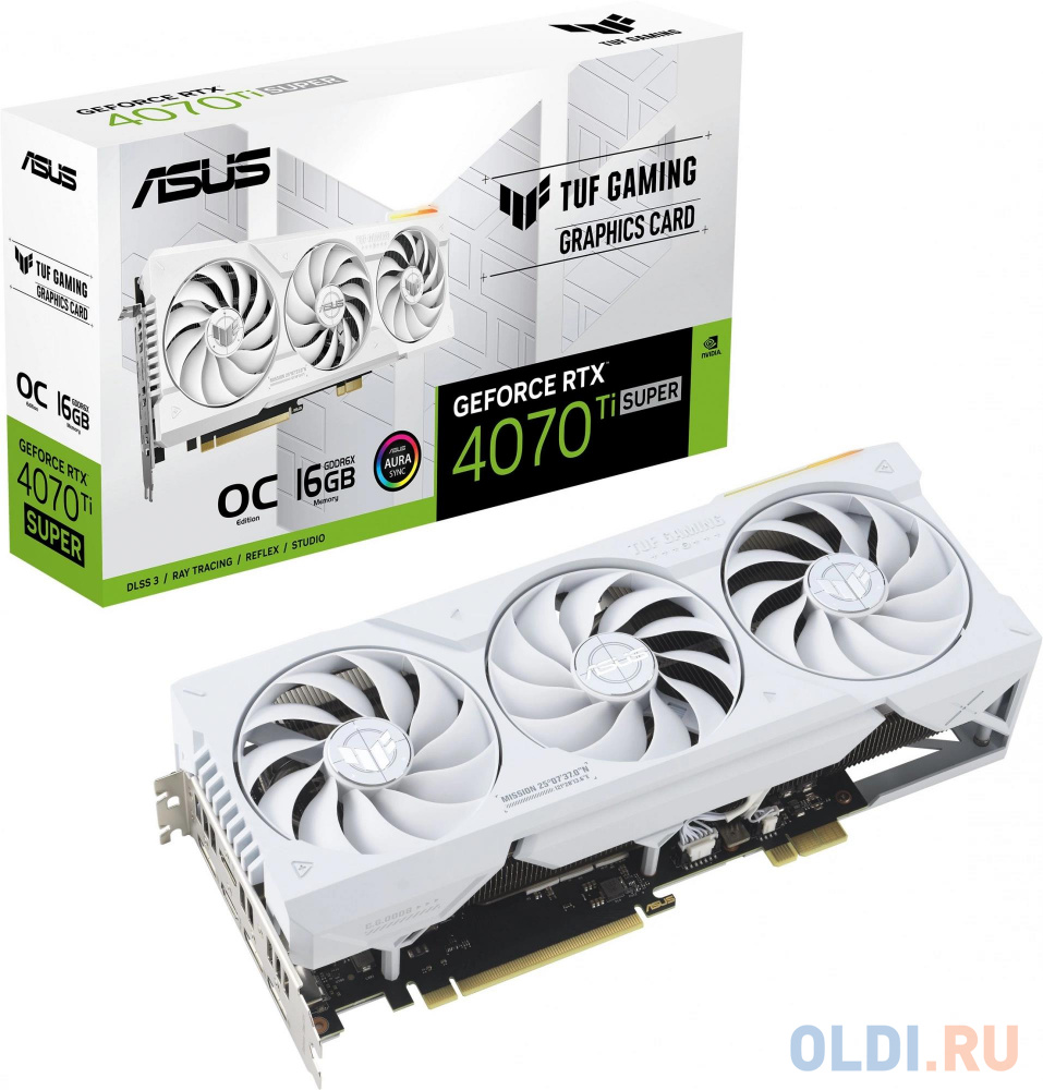 Видеокарта Asus PCI-E 4.0 TUF-RTX4070TIS-O16G-BTF-WHITE NVIDIA GeForce RTX 4070TI Super 16Gb 192bit GDDR6X 2640/21000 HDMIx2 DPx3 HDCP Ret в Москвe